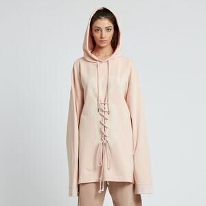 FENTY x PUMA REVOLVE Long Sleeve Graphic Lacing Oversize Hoody Cameo Rose  XS
